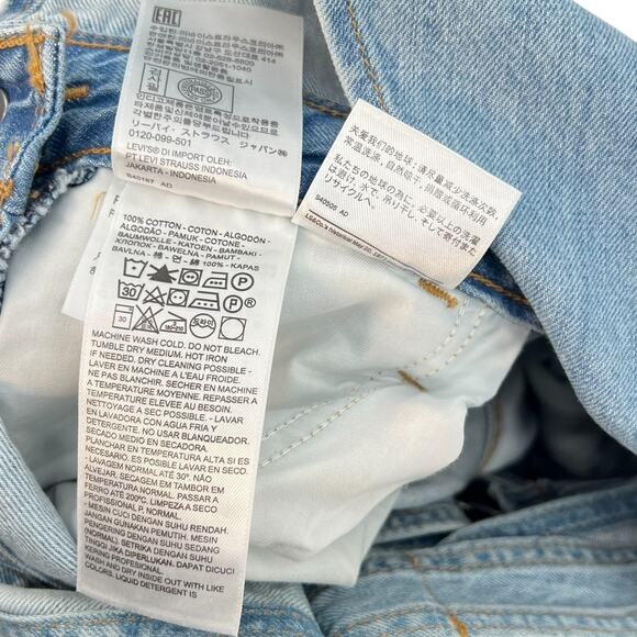 Levi's Original Overalls Jeans Denim Medium Light Wash Blue Size Large - Picture 16 of 16